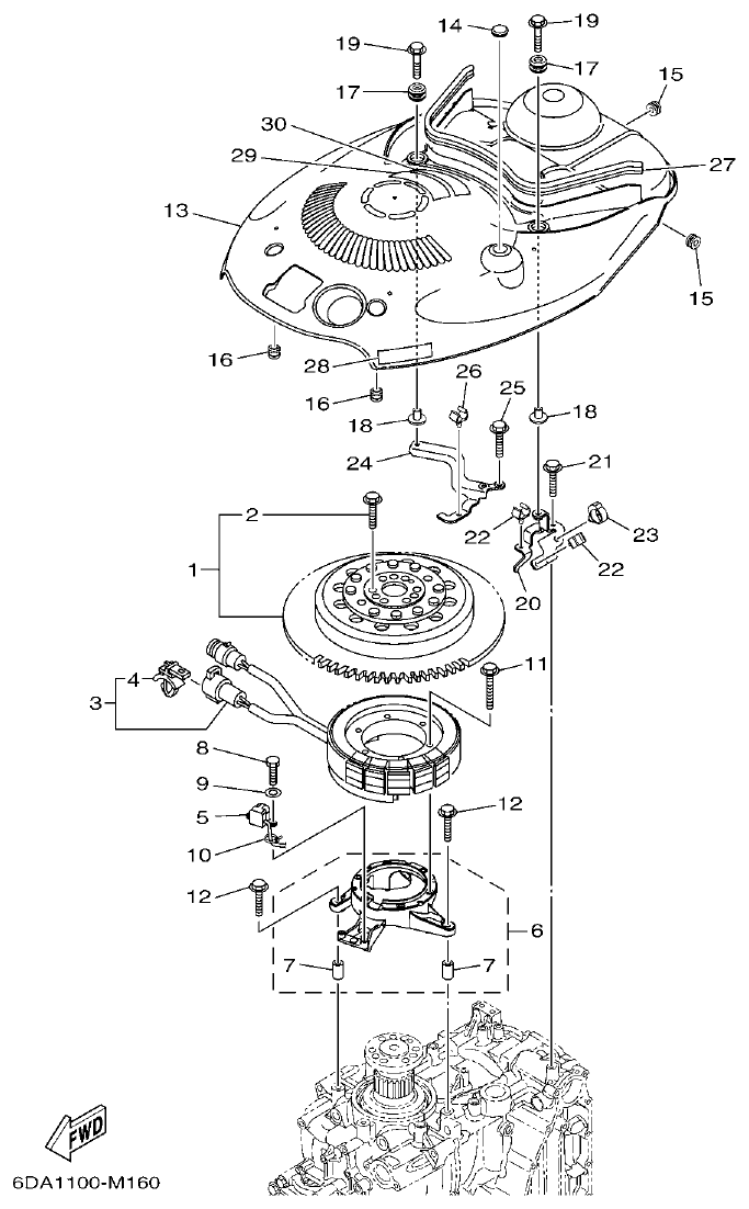 Yamaha 20 GENERATOR parts diagram